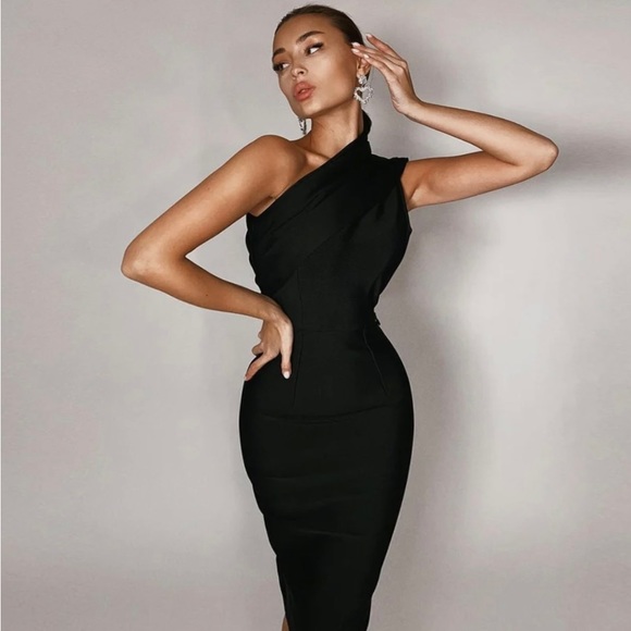 ZARA ASYMMETRIC VELVET DRESS - Picture 3 of 7